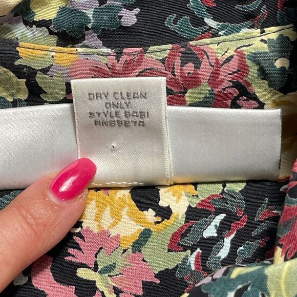 VTG 80s Puff Sleeve Floral Button Up Maxi Dress Sz 16 Cottage Shoulder Pads Boho - Picture 11 of 11